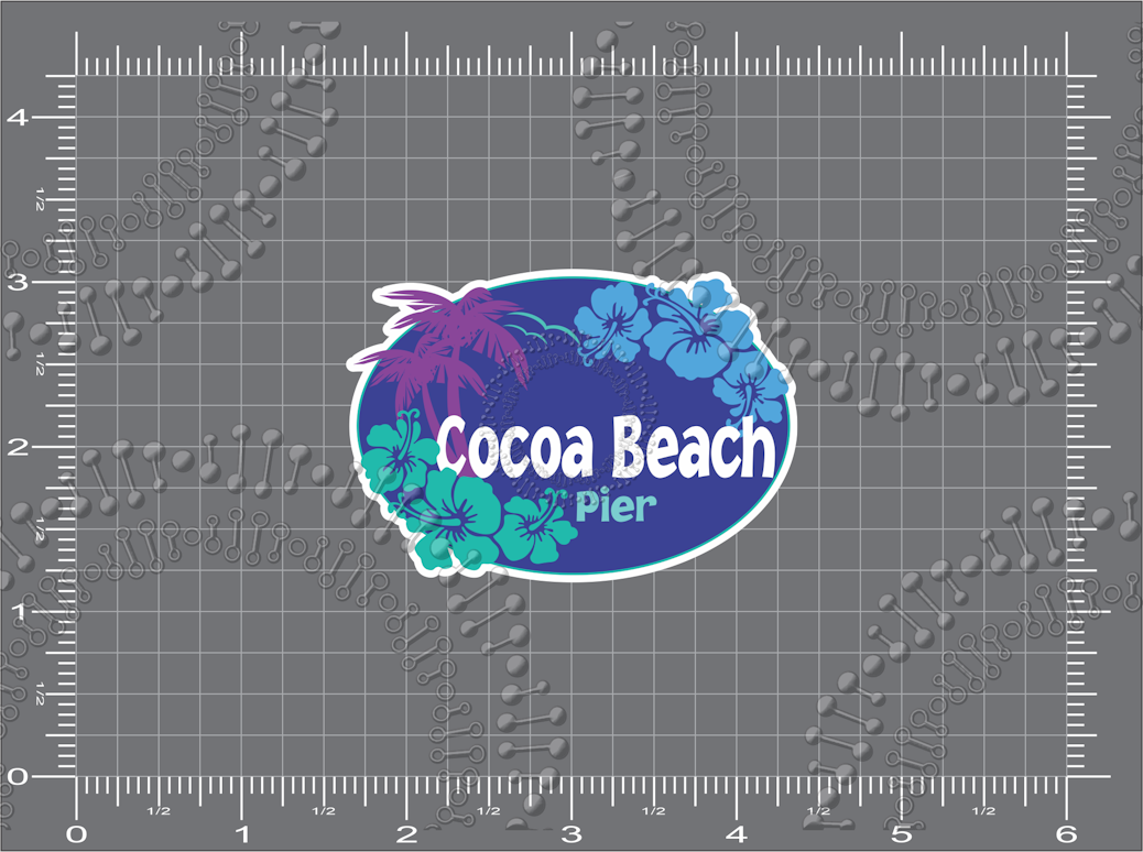 Cocoa Beach, FL - Aloha Blue Cocoa Beach Pier Decal