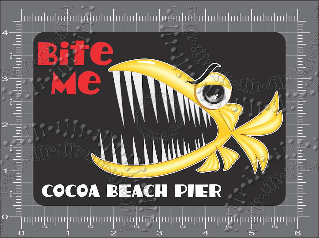 Cocoa Beach, FL - Cocoa Beach Pier Bite Me Decal