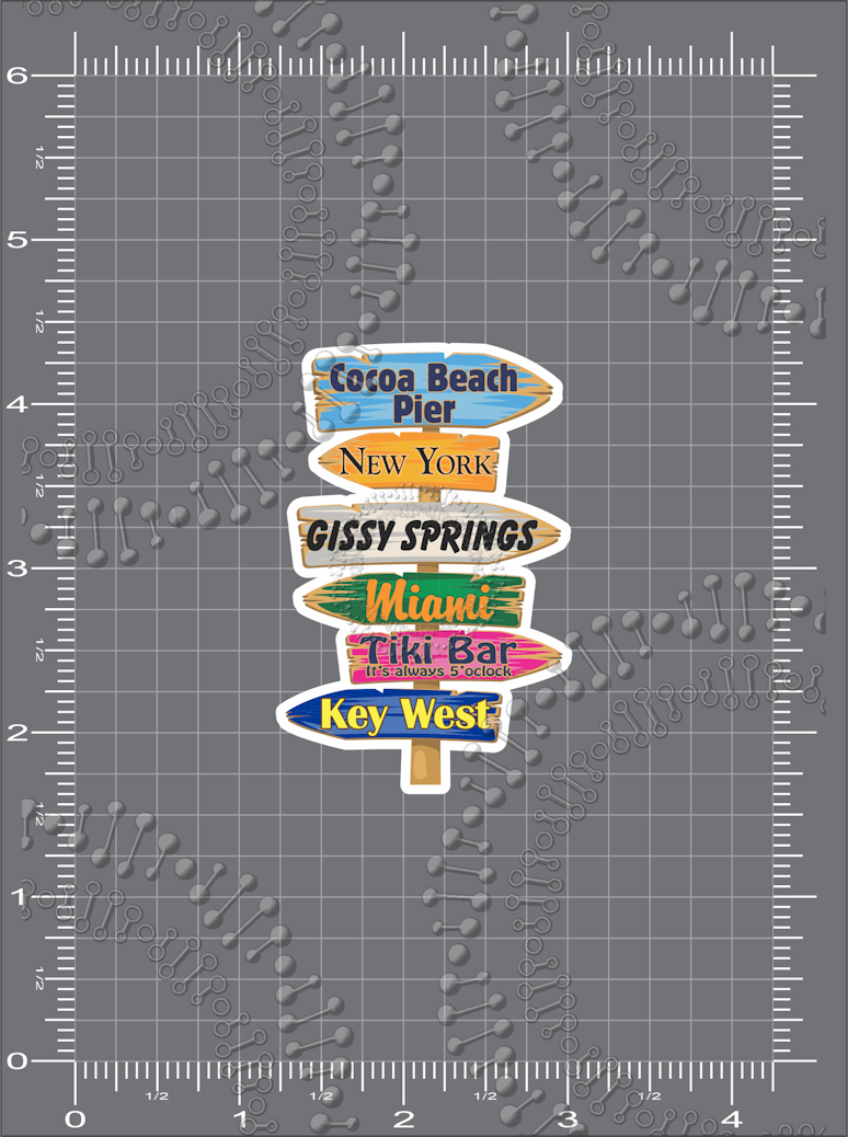 Cocoa Beach, FL - Cocoa Beach Pier Directional Sign Decal