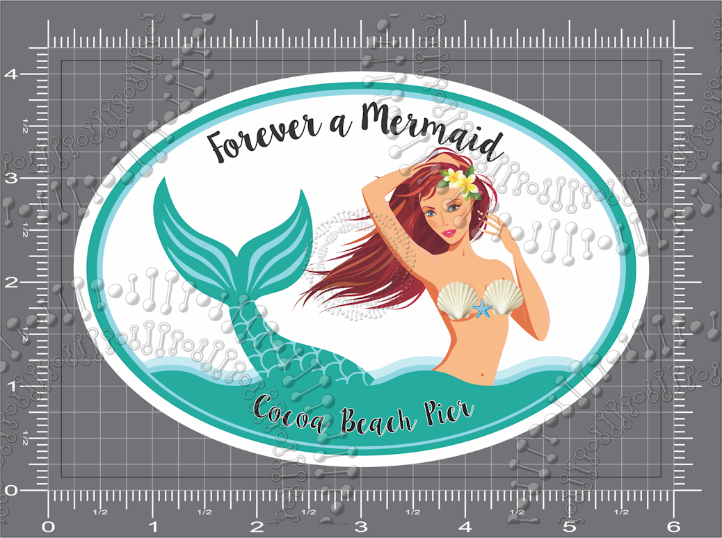 Cocoa Beach, FL - Cocoa Beach Pier Forever a Mermaid Decal