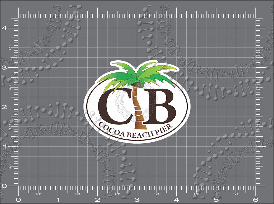 Cocoa Beach, FL - Cocoa Beach Pier Palm Tree Decal