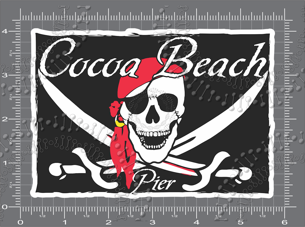 Cocoa Beach, FL - Cocoa Beach Pier Pirate Decal