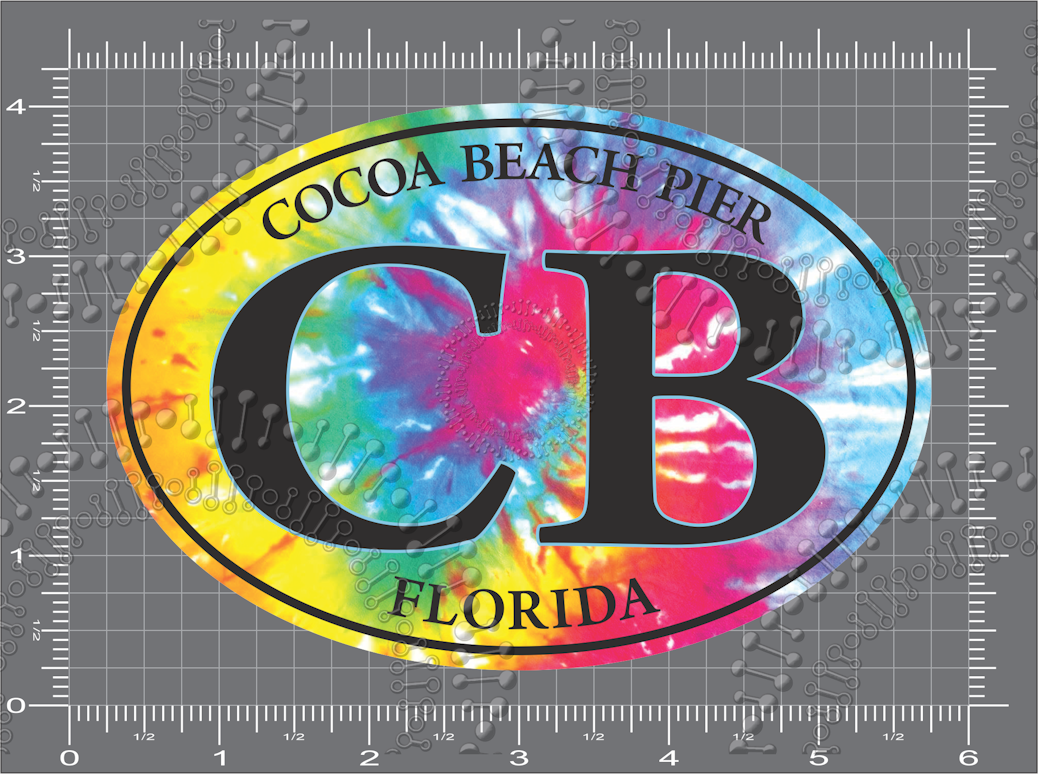Cocoa Beach, FL - Cocoa Beach Pier Tie Dye Decal