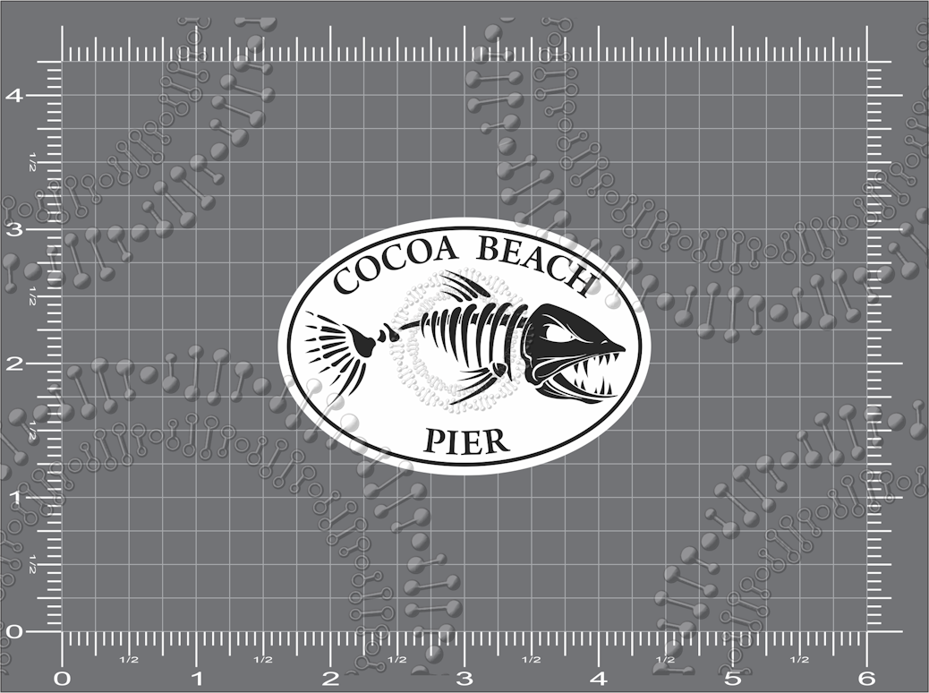 Cocoa Beach, FL - Cocoa Beach Pier White Fishbonz Decal