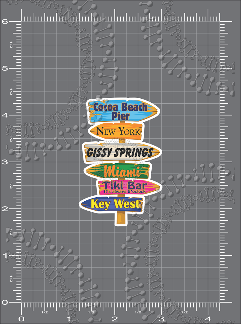Cocoa Beach, FL - Directional Cocoa Beach Pier Sign Decal