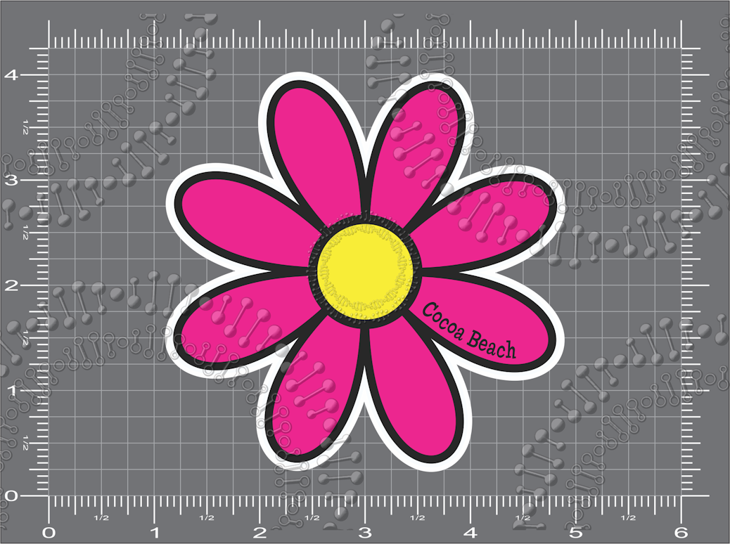 Cocoa Beach, FL - Pink Daisy Decal