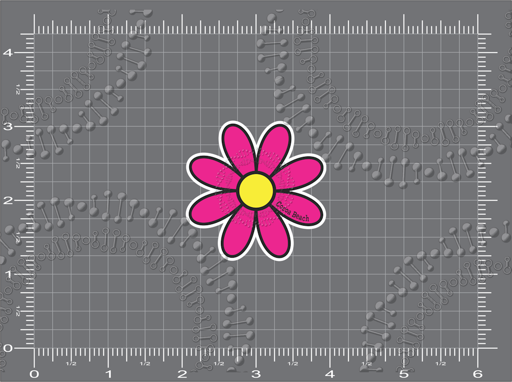 Cocoa Beach, FL - Pink Daisy Decal
