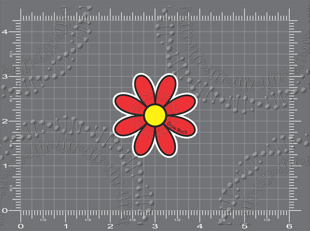 Cocoa Beach, FL - Red Daisy Decal