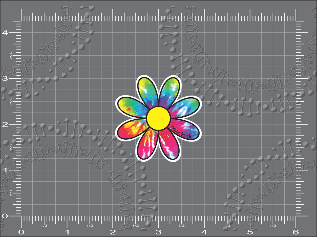 Cocoa Beach, FL - Tie Dye Daisy Decal