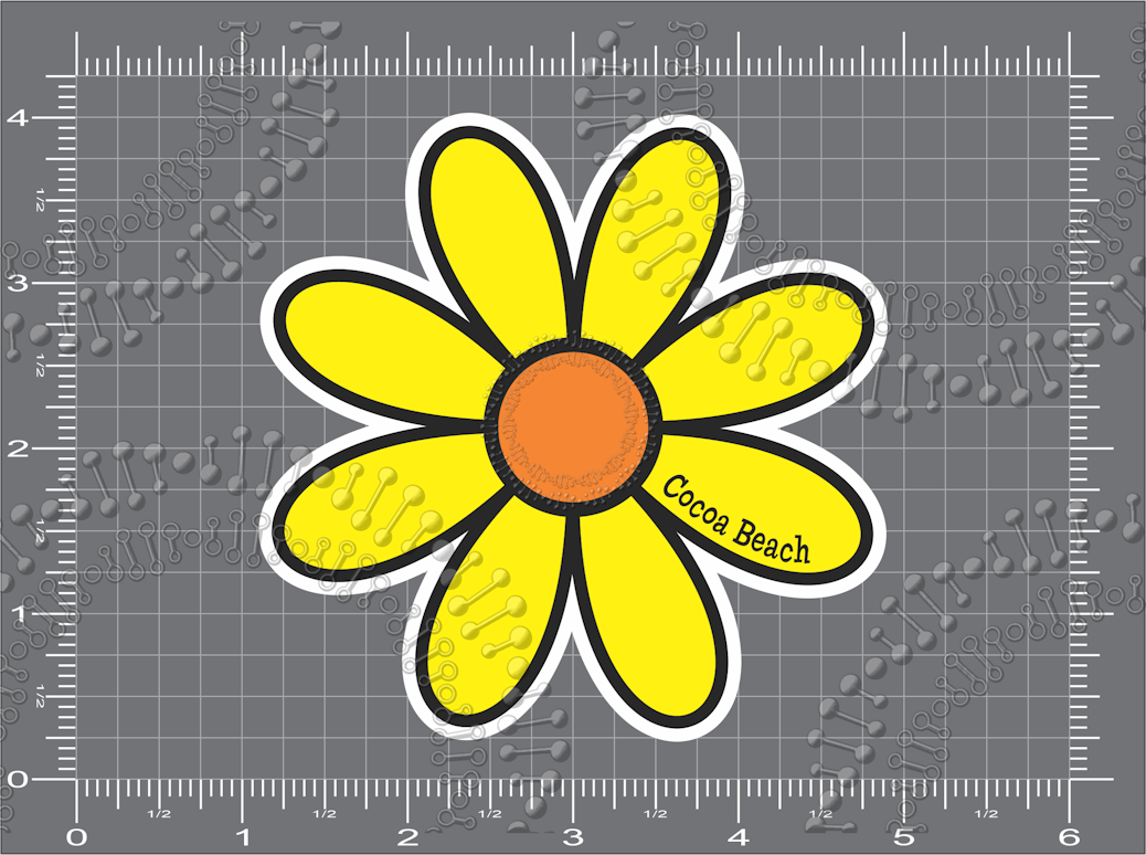 Cocoa Beach, FL - Yellow Daisy Decal
