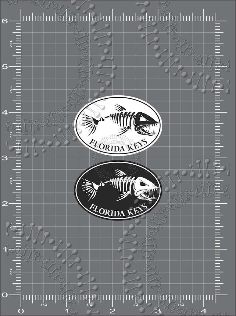 Florida Keys - Black and White Fishbonz Decal