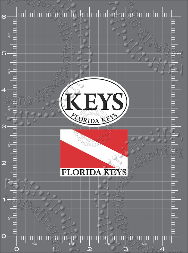 Florida Keys - Keys White Oval and Dive Flag FL Keys Decal