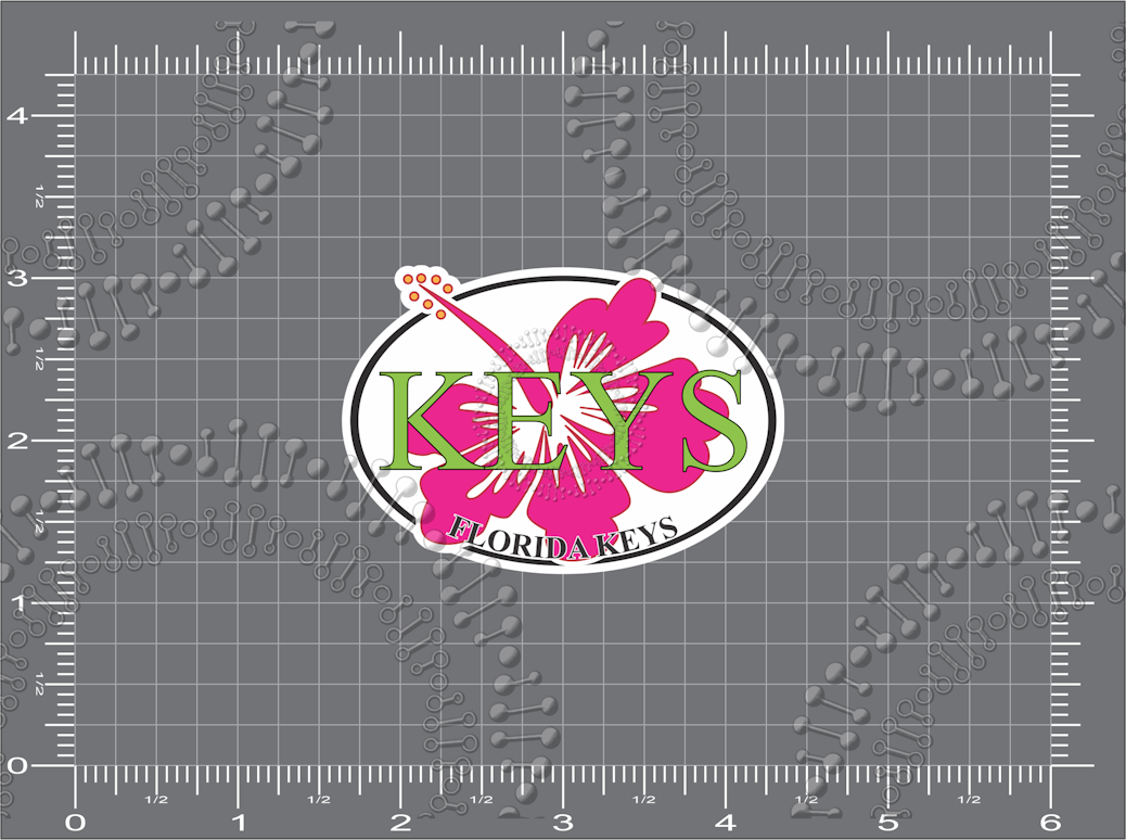 Florida Keys - Keys with Pink Hibiscus Decal