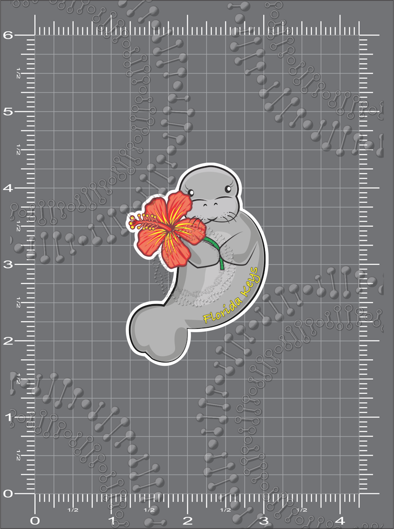Florida Keys - Manatee - Orange and Yellow Flower Decal