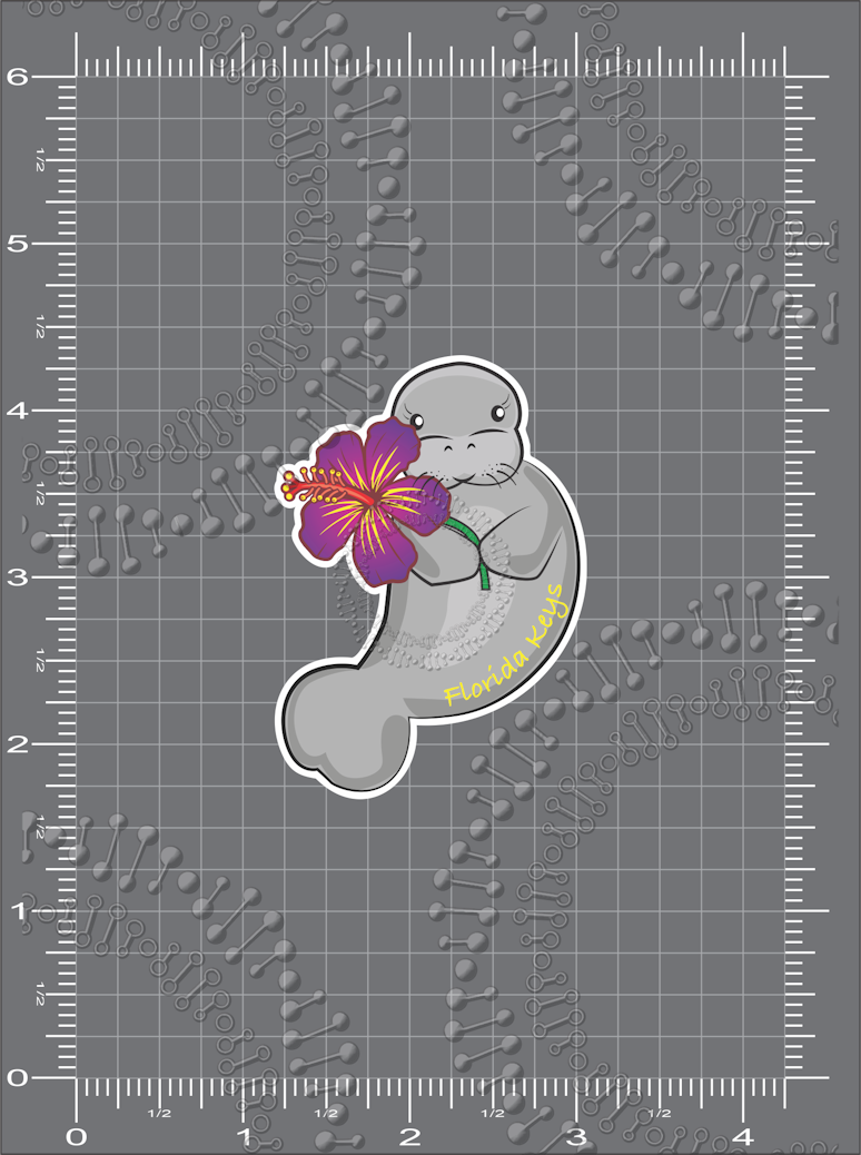 Florida Keys - Manatee with Purple Flower Decal