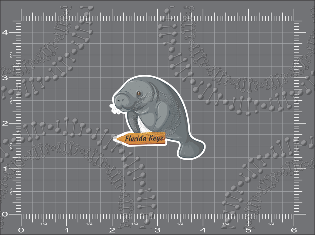 Florida Keys - Manatee with Sign Decal