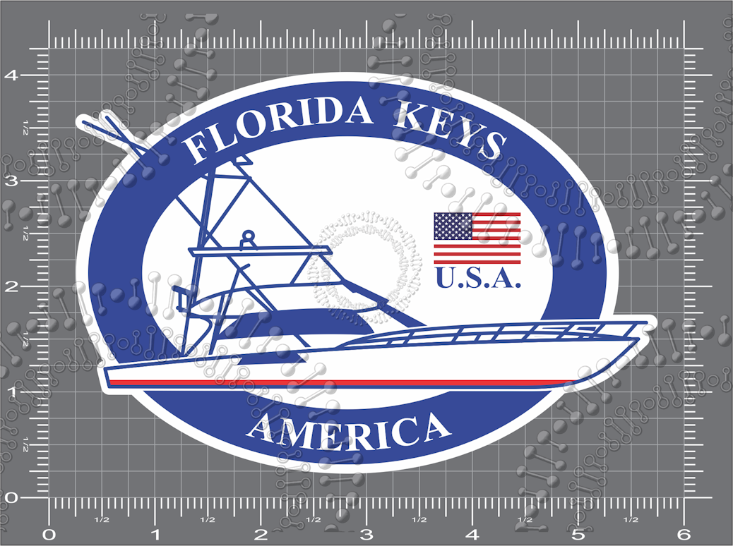 Florida Keys  - Oval Fishing Boat Decal