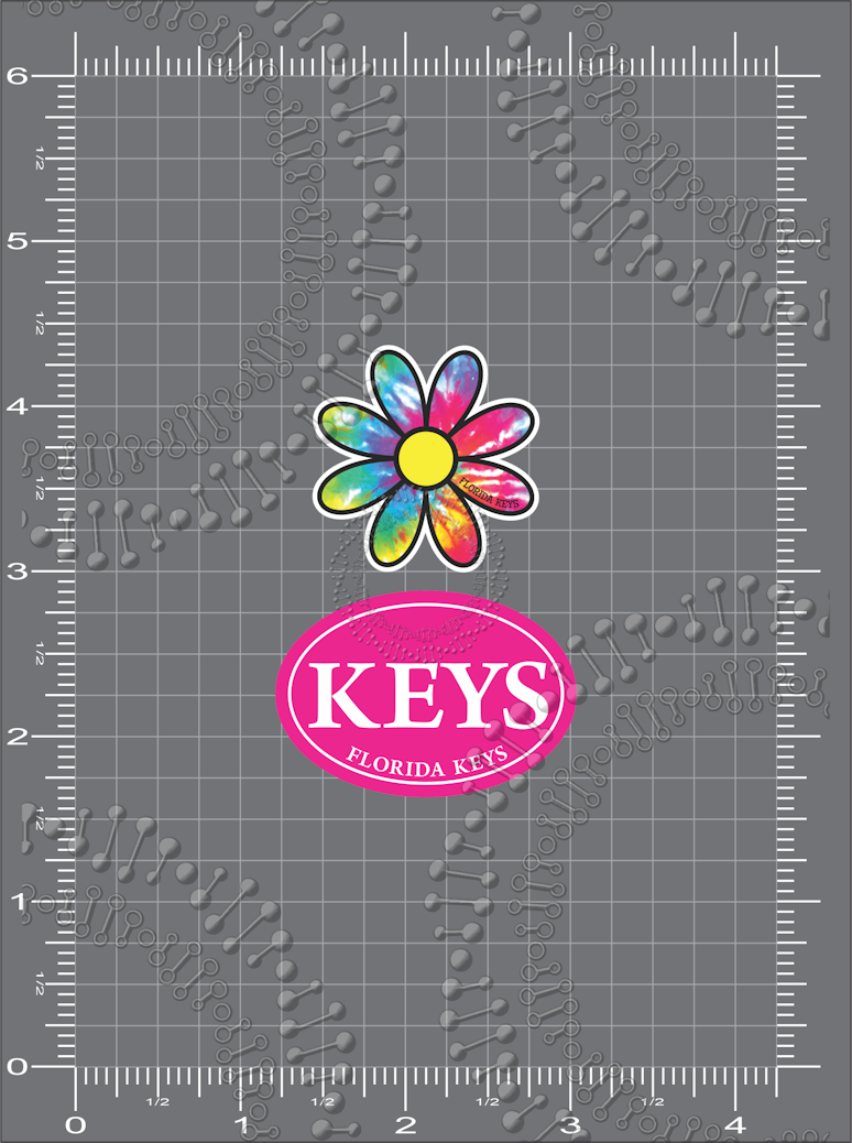 Florida Keys - Tie Dye Daisy and Pink Oval