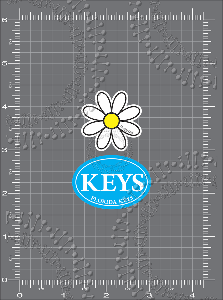 Florida Keys - White Daisy and Cyan Oval Decal