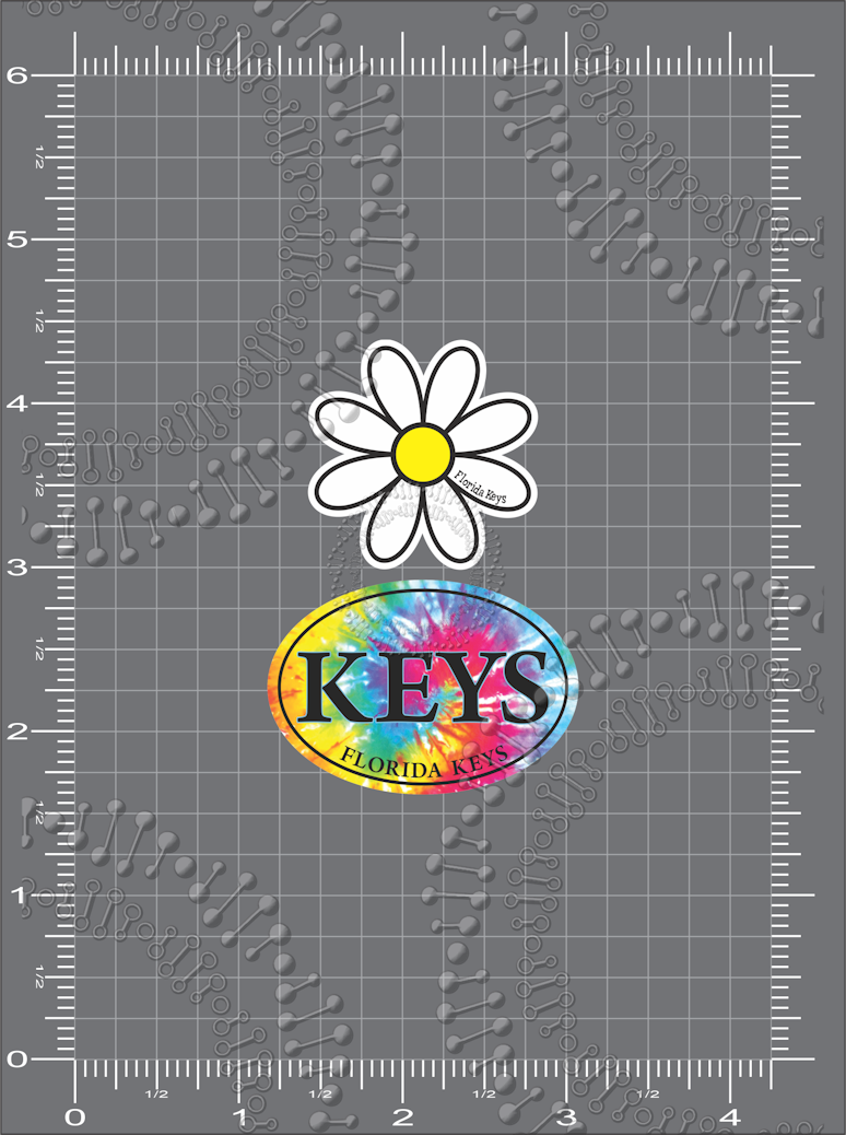 Florida Keys - White Daisy and Tie Dye Decal