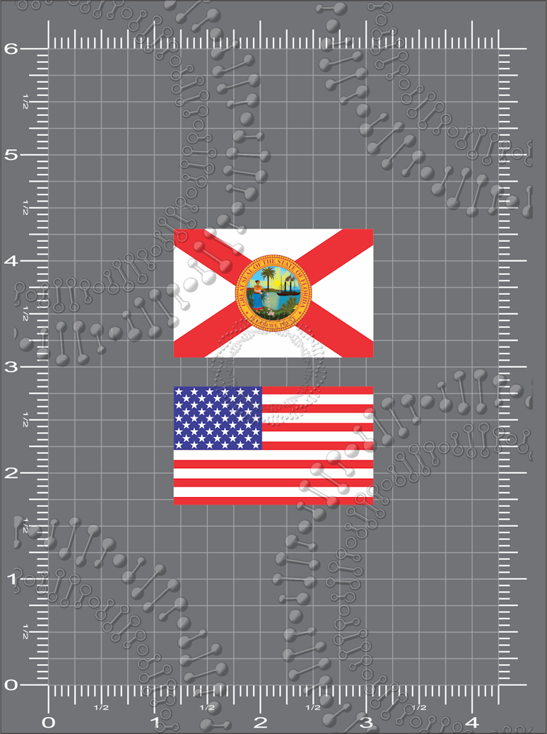 Florida State Flag and USA Flag Decal