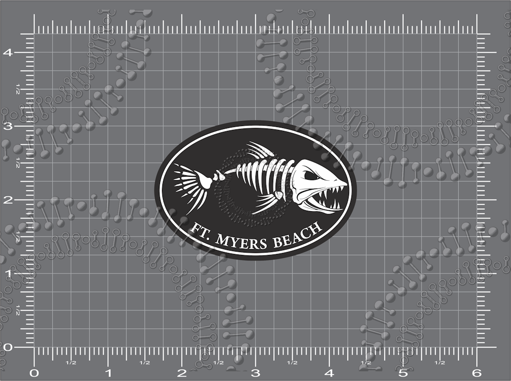 Fort Meyers Beach, FL - Black Fishbonz Decal