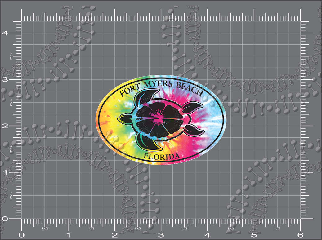 Fort Meyers Beach, FL - Tie Dye Turtle Decal