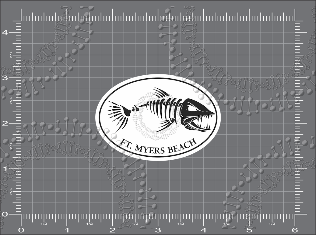 Fort Meyers Beach, FL - White Fishbonz Decal
