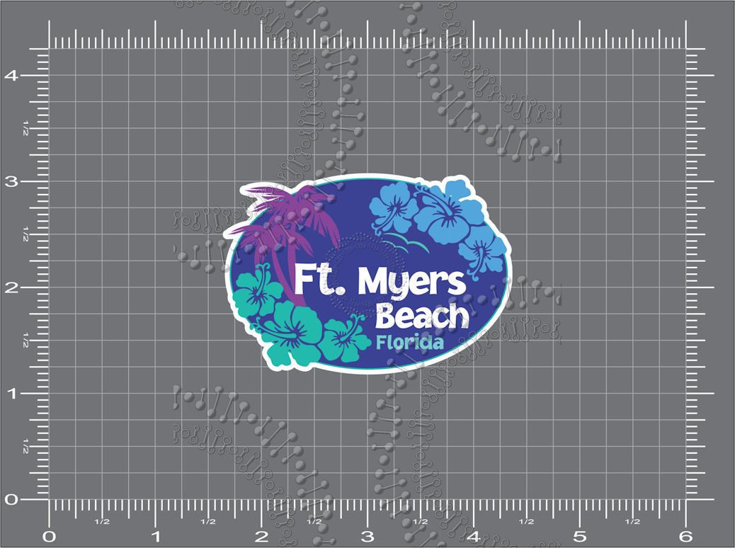 Fort Myers Beach, FL - Aloha Blue Decal