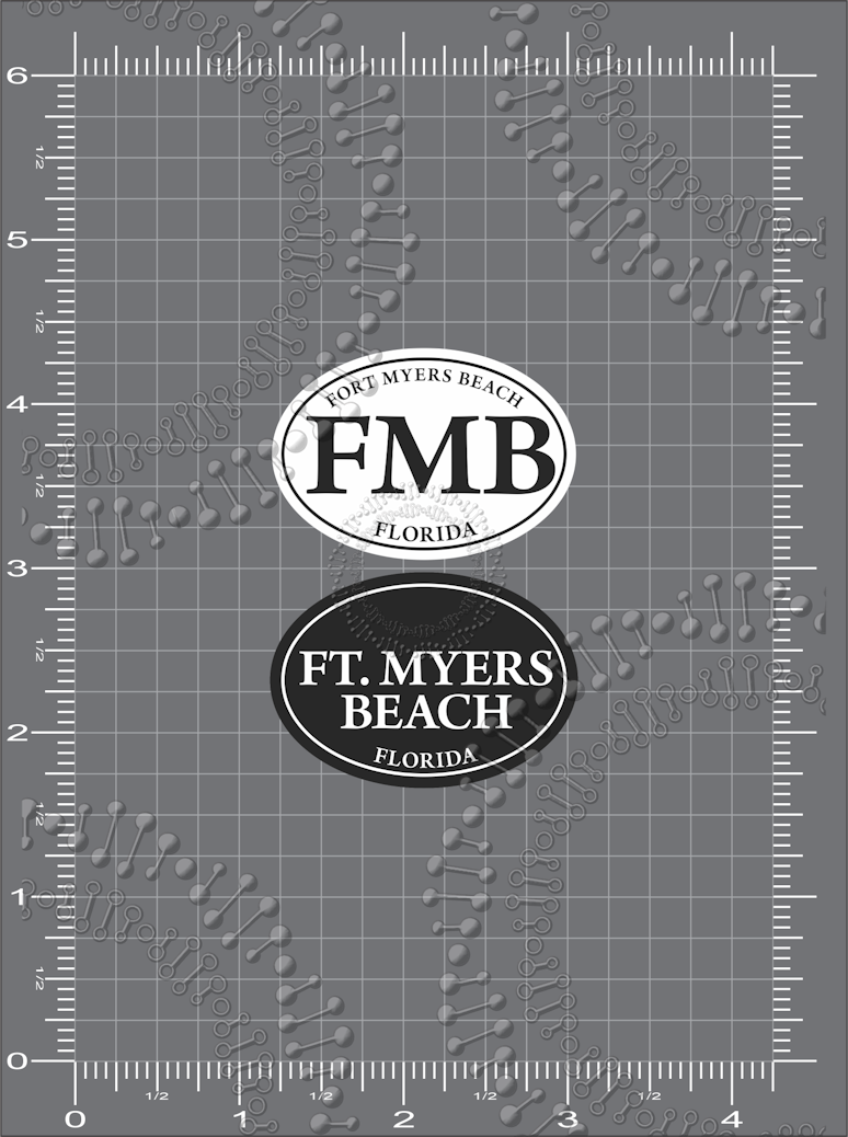 Fort Myers Beach, FL - Black and White Decal