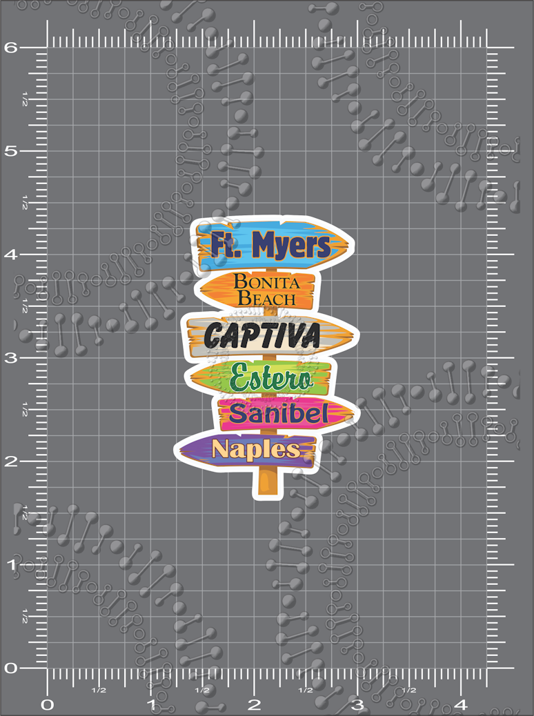 Fort Myers Beach, FL - Directional Decal