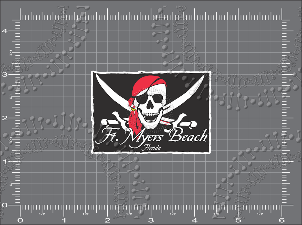 Fort Myers Beach, FL - Pirate Flag Decal