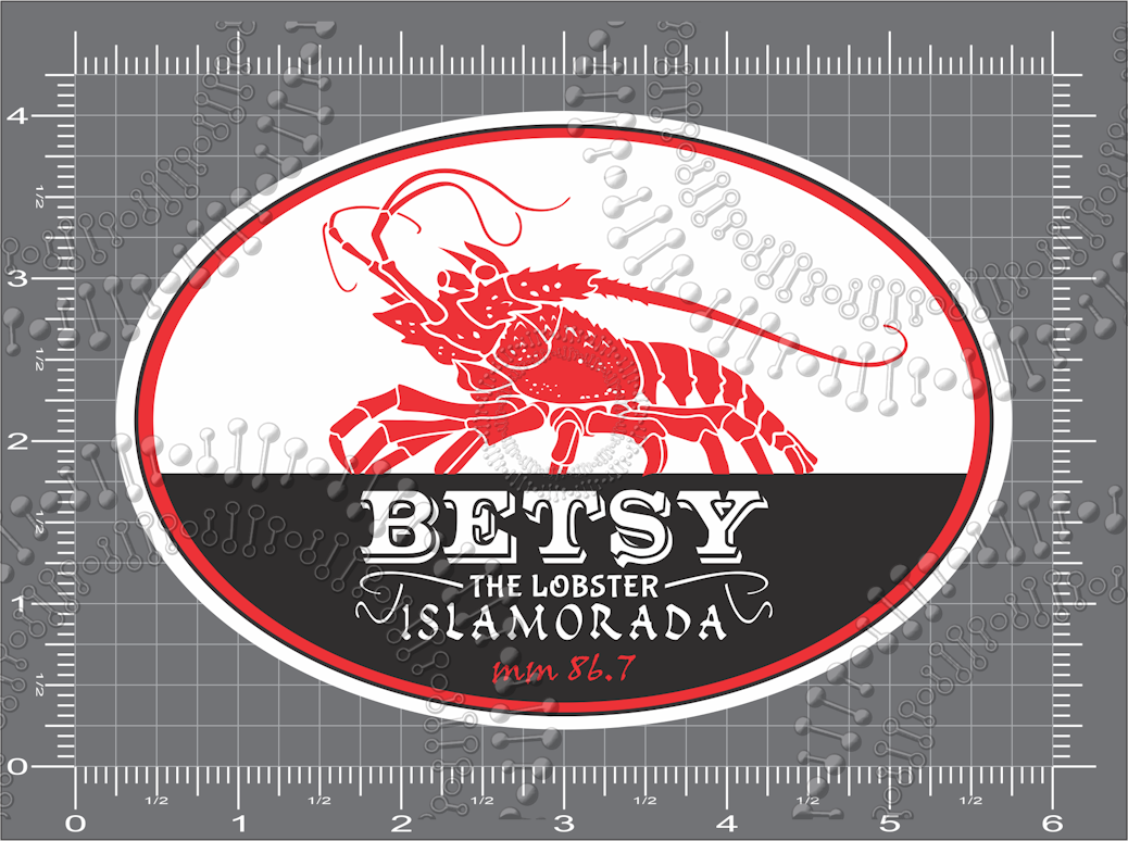 Islamorada, FL - Betsy the Lobster -Red and Black Stripe Decal