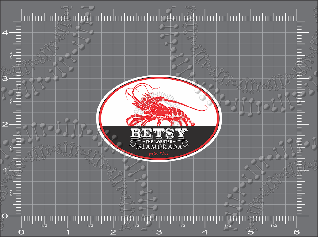 Islamorada, FL - Betsy the Lobster -Red and Black Stripe Decal