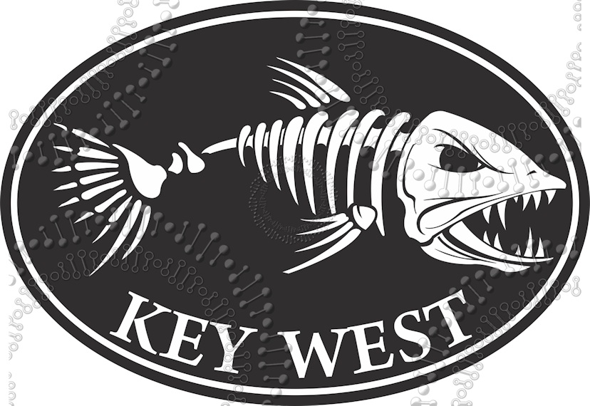 Key West, FL - Black Fishbonz Decal