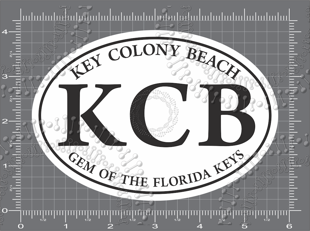 Key Colony Beach, FL - KCB White Oval Decal