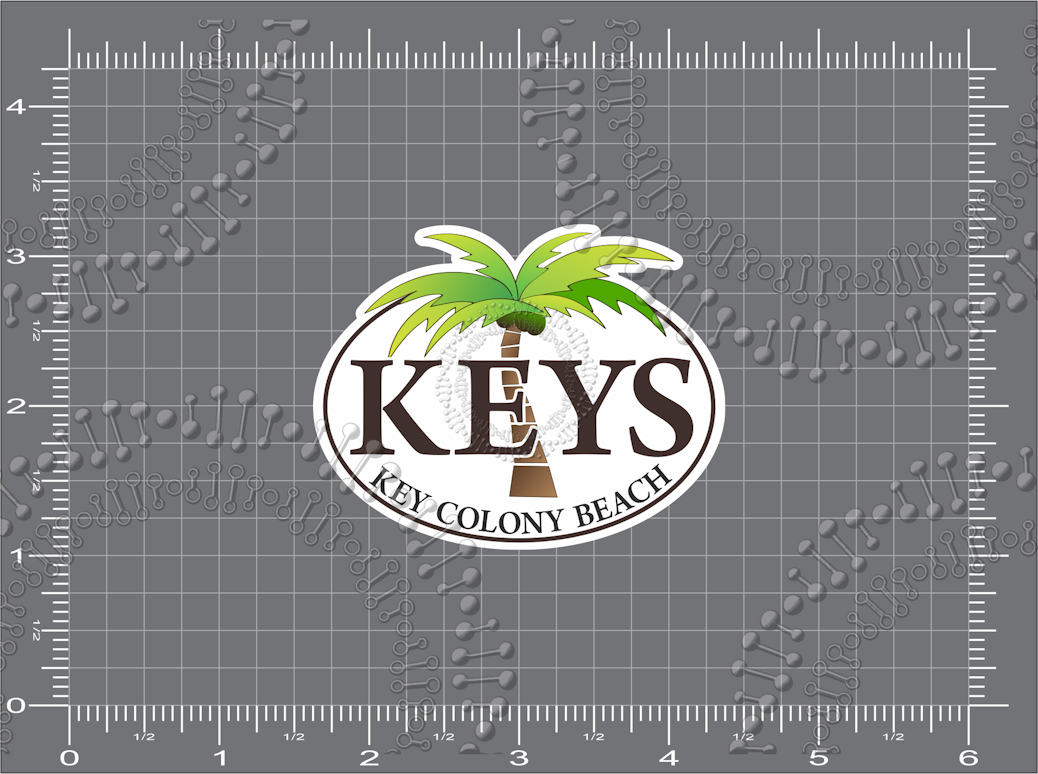 Key Colony Beach, FL - Keys with Palm Tree Decal