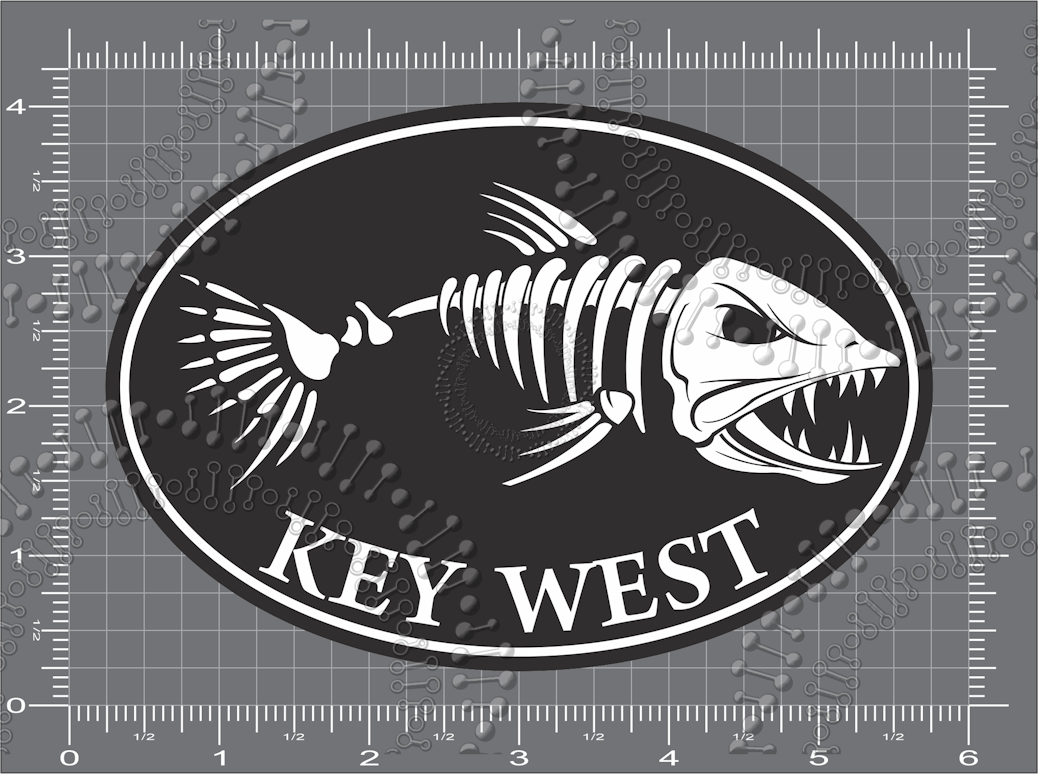 Key West, FL - Black Fishbonz Decal