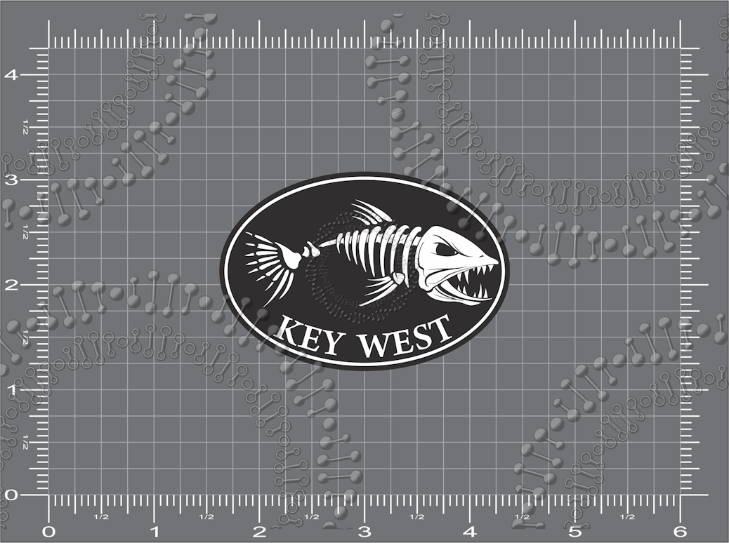Key West, FL - Black Fishbonz Decal