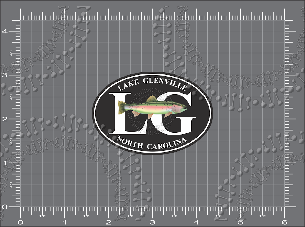 Lake Glenville, NC - Black LG Oval with Fish Decal