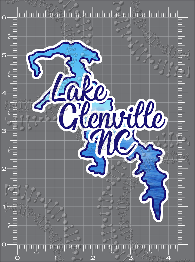 Lake Glenville, NC - Lake Shaped with Name Decal