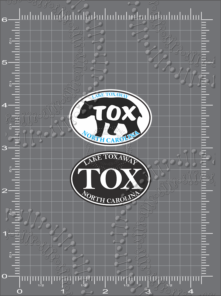 Lake Toxaway, NC - Black TOX Oval and TOX Black Bear Decal