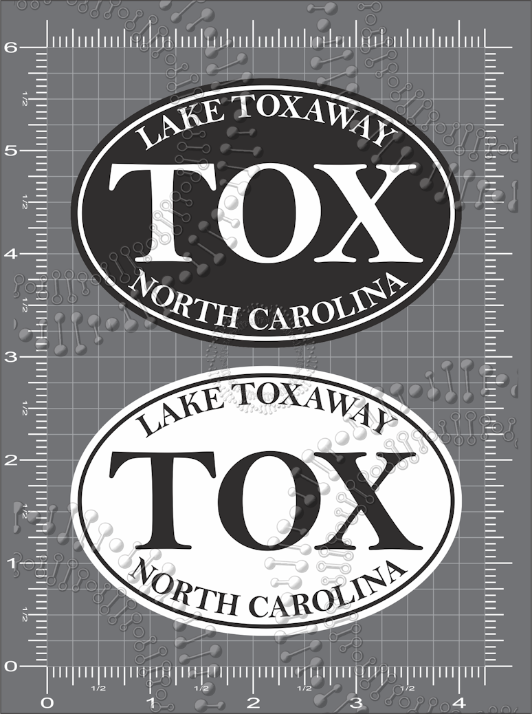 Lake Toxaway, NC - Black and White TOX Decal