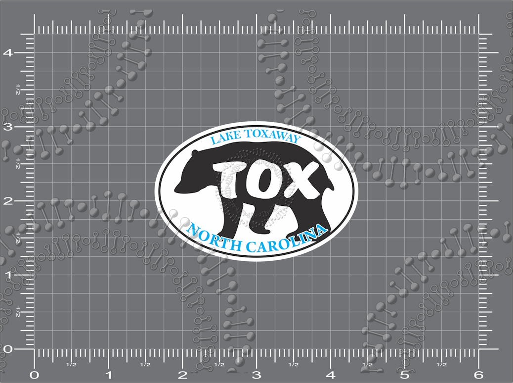 Lake Toxaway, NC - TOX Black Bear with Blue Text Decal