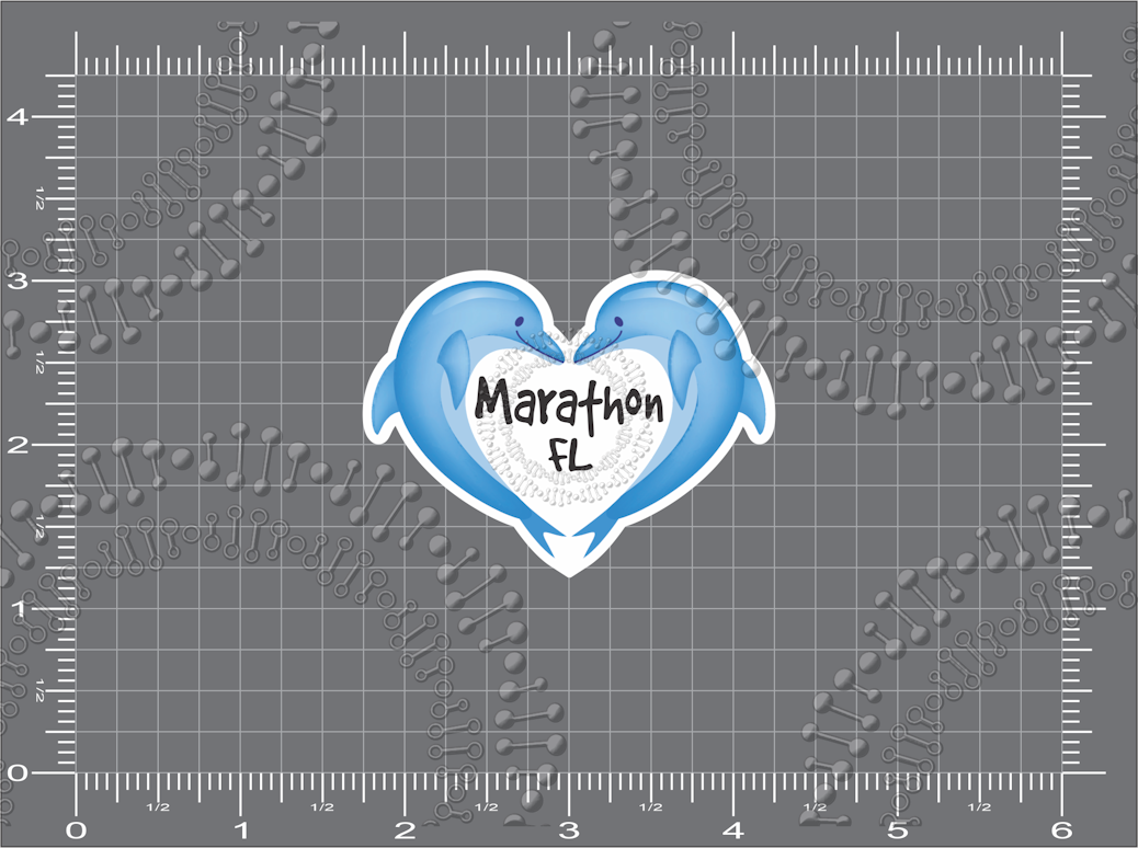 Marathon, FL - Dolphin Heart Decal