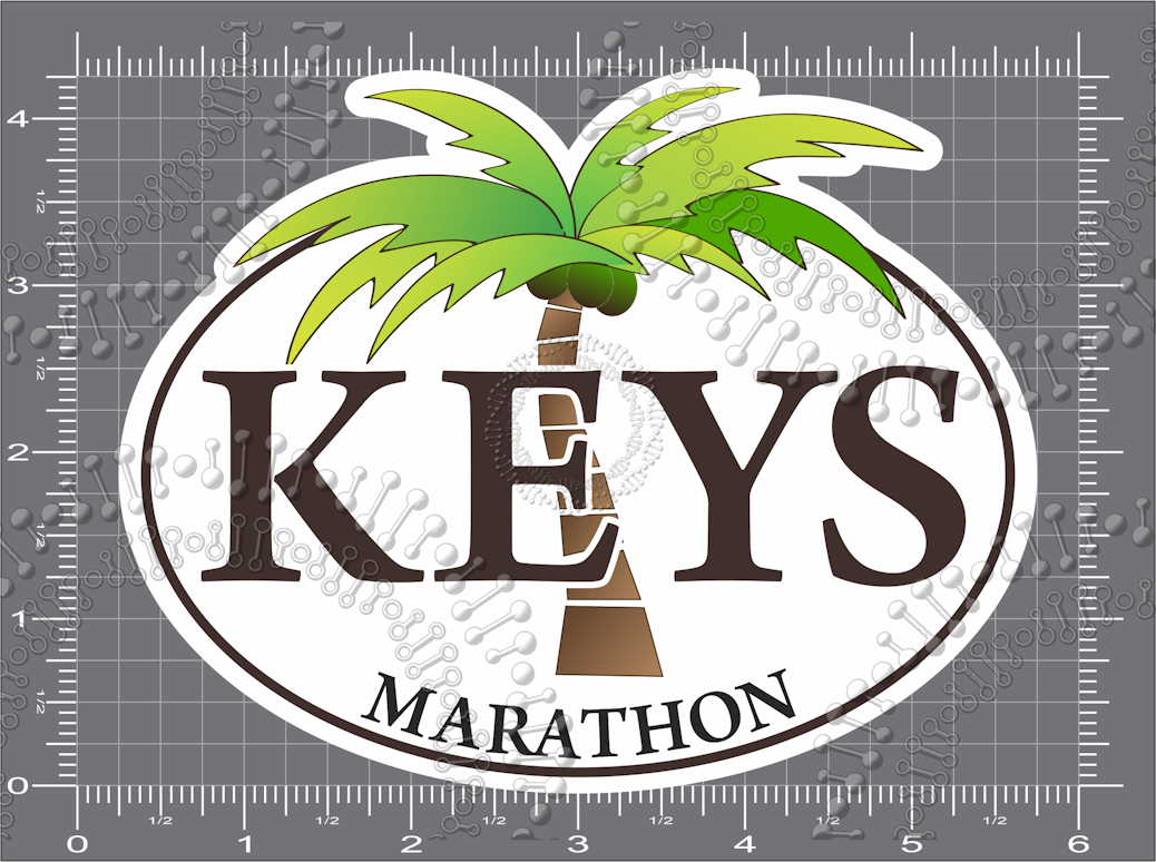 Marathon, FL - Keys Palm Tree Decal