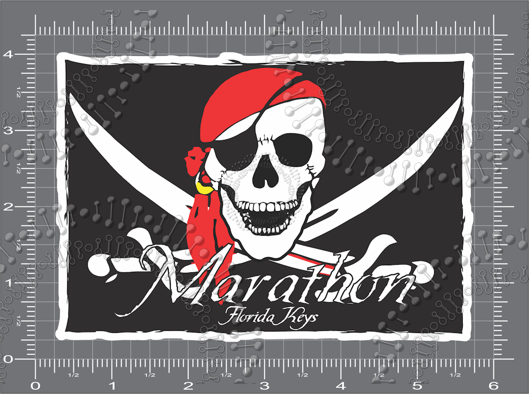 Marathon, FL - Pirate Flag Decal