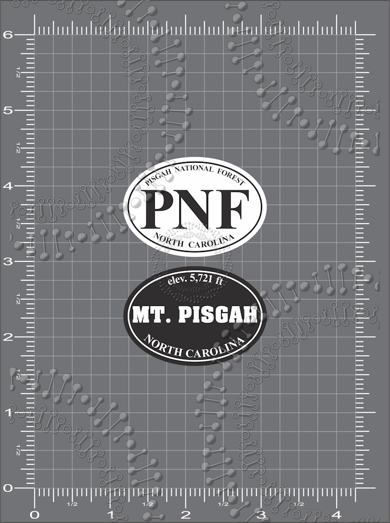 Mount Pisgah, NC - White PNF Oval and Black Mt. Pisgah Decal