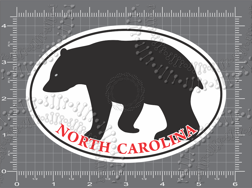 Norrth Carolina - Black Bear with Red Text