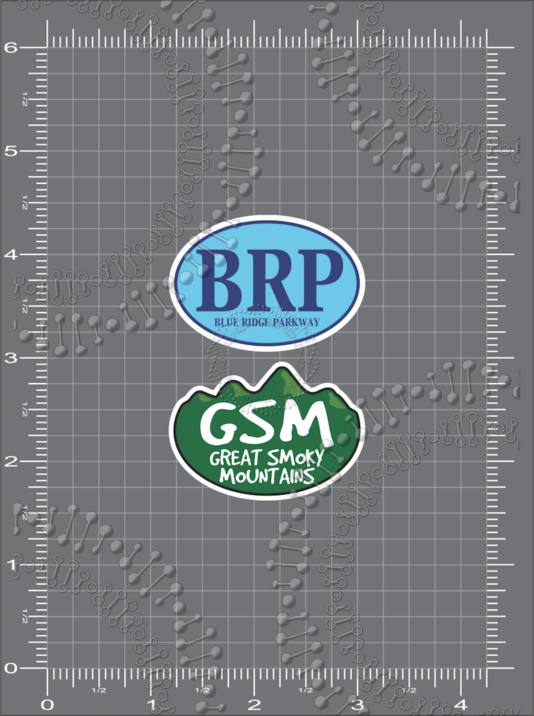 North Carolina - Blue BRP Blue Ridge Parkway and Green GSM Great Smoky Mountains Decal